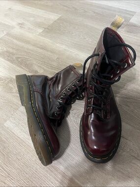 Dr. Martens Burgundy Smooth Leather Boots